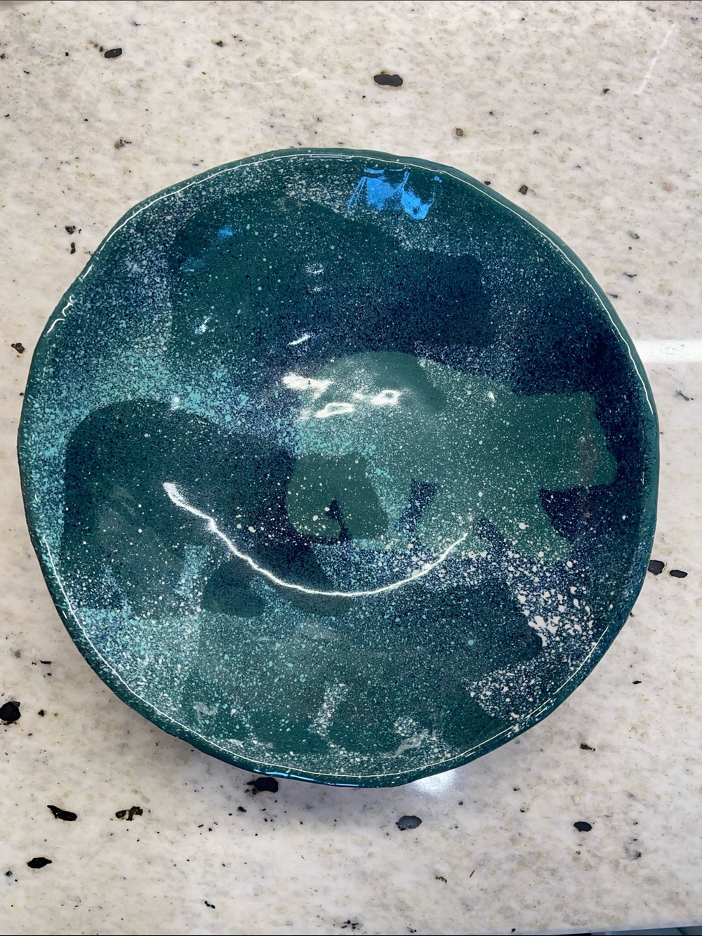 Janelle Artisan Teal Ceramic Bear Decorative Bowl